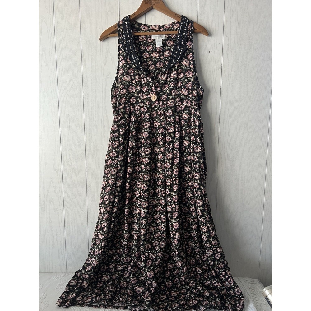 Vintage 90'sExpress Dress Floral Deep V Neck Empire Waist Romantic Cottage Small